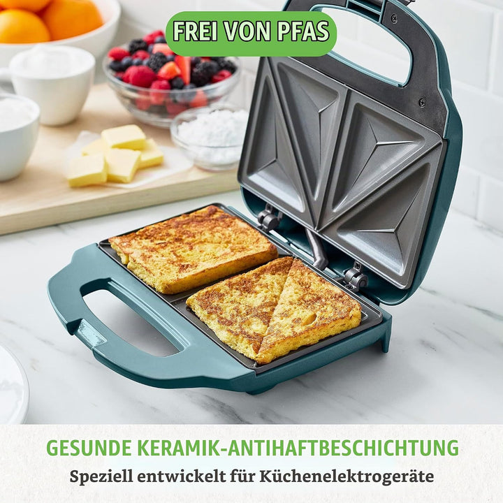 GreenChef Electric Sandwichmaker, PFAS-freie Gesunde Keramik-Antihaft, Panini, Sandwichtoasts, Grill