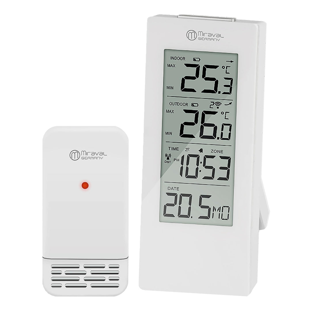 Miraval Funk-Wetterstation mit Aussensensor, LCD-Display, Innen- und Aussentemperatur, Uhrzeit, Datu