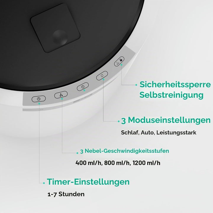 Luftbefeuchter für grosse Räume, 10-Liter-Dampfluftbefeuchter für das ganze Haus mit automatischer A