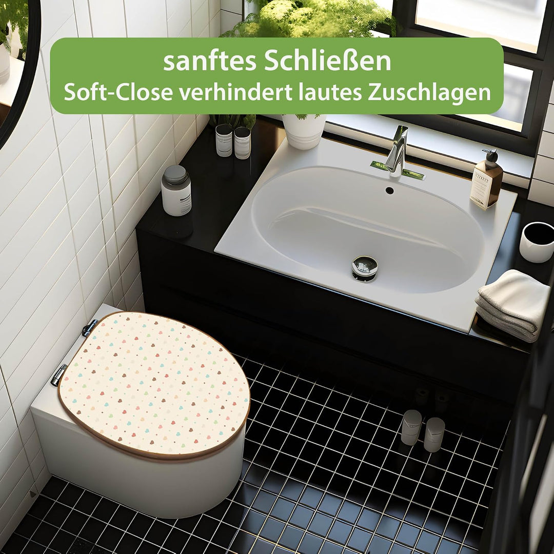 banjado Design WC Sitz Bambus Absenkautomatik 45,8x37,5cm - Toilettendeckel mit Absenkautomatik Holz