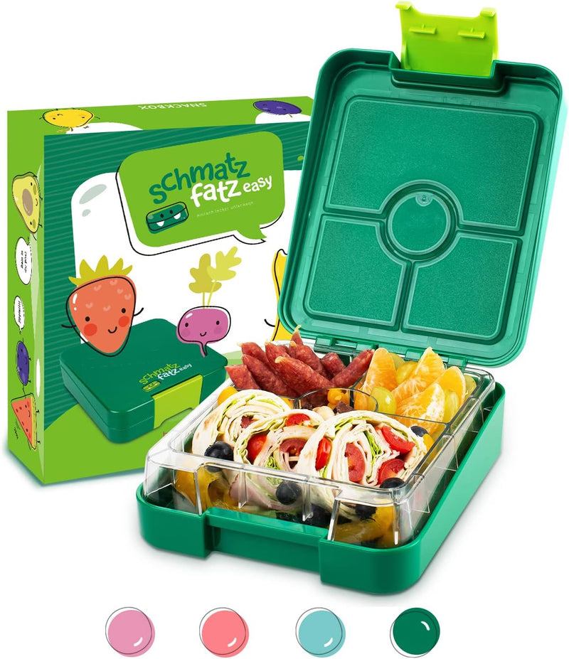 schmatzfatz Easy Bento Lunchbox für Kinder, BPA-frei, Lunchbox mit 4 Fächern, leicht zu öffnen und z