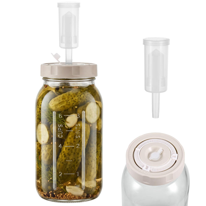 Hejo 2L Fermentierglas mit Luftschleuse, Kimchi Behälter mit Einstellbarer Zeitskala, Breiter Mund F