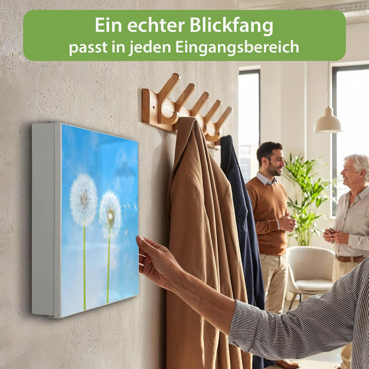 banjado Grosser Schlüsselkasten Metall - Schlüsselbox 30x30cm mit 32 Haken - Schlüsselkasten modern