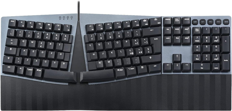 Perixx PERIBOARD-535 RD Ergonomische mechanische Tastatur in voller Grösse - Flache rote lineare Tas