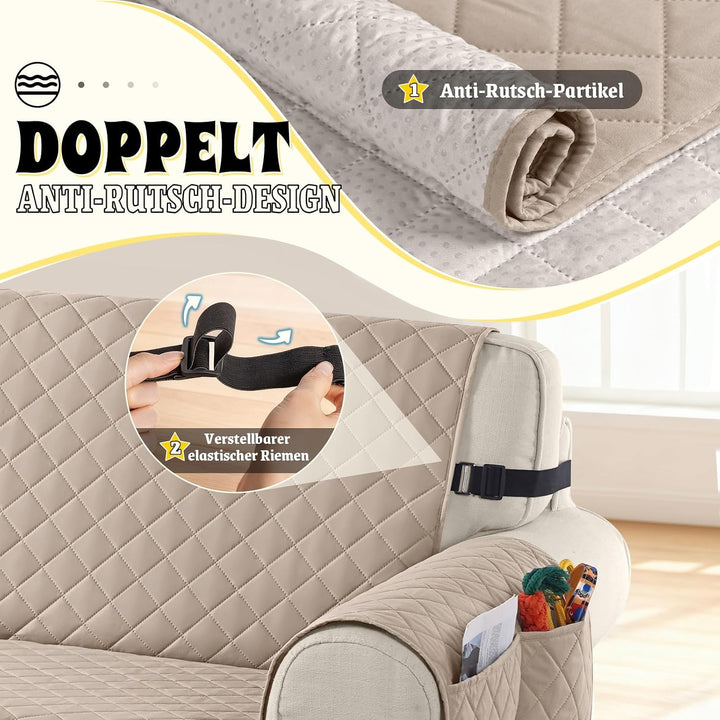 TAOCOCO Sofa Überzug, Sofabezug Wasserdicht Mit Gummiband，Wohnzimmer Anti-Rutsch Gepolsterter Sofasc