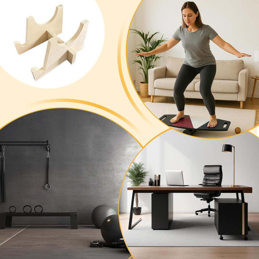 Balance Board Aufbewahrungsregal aus Holz, Rollbrettständer, Trainingsständer mit stabilem Holzrahme