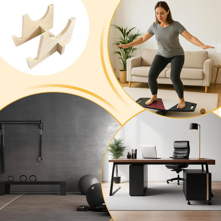 Balance Board Aufbewahrungsregal aus Holz, Rollbrettständer, Trainingsständer mit stabilem Holzrahme