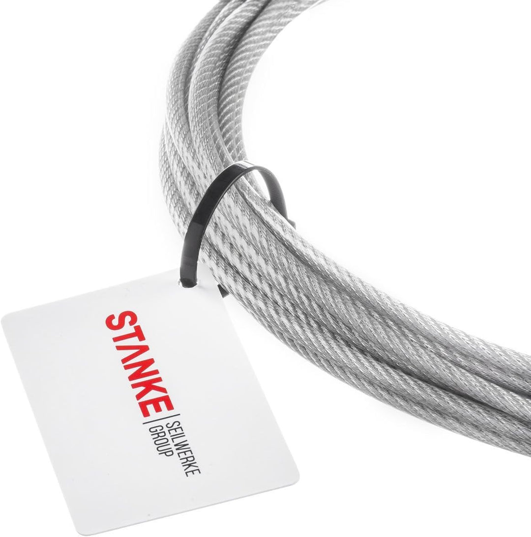 Seilwerk STANKE Wäscheleine PVC Drahtseil 4mm 6x7 verzinkt, Stahlseil ummantelt Seil Draht, 50m 03.