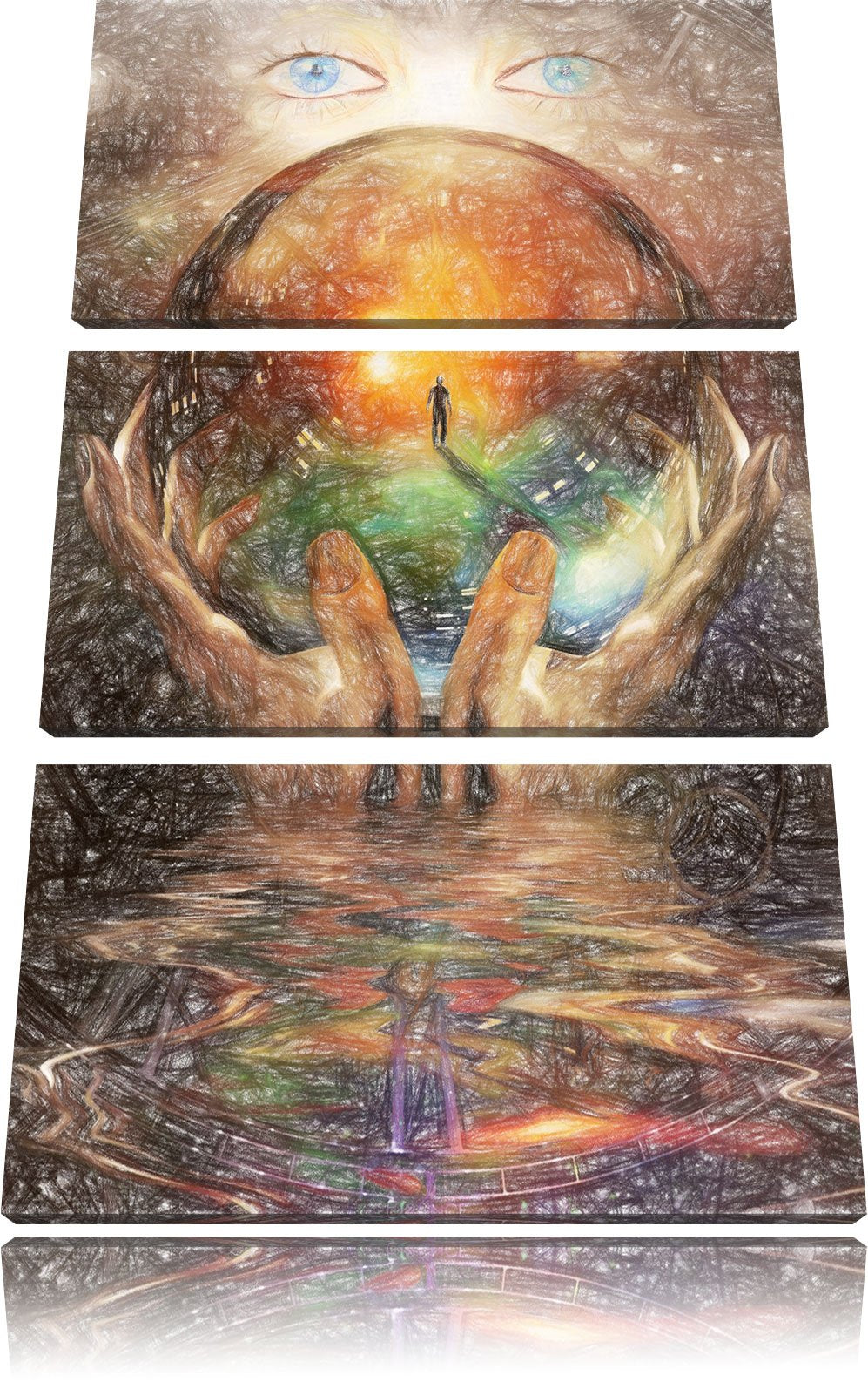 Pixxprint Glaskugel mit Hintergrund als Leinwandbild/Grösse: 3 Teilig (120x80 cm) cm/Wandbild/Kunstd