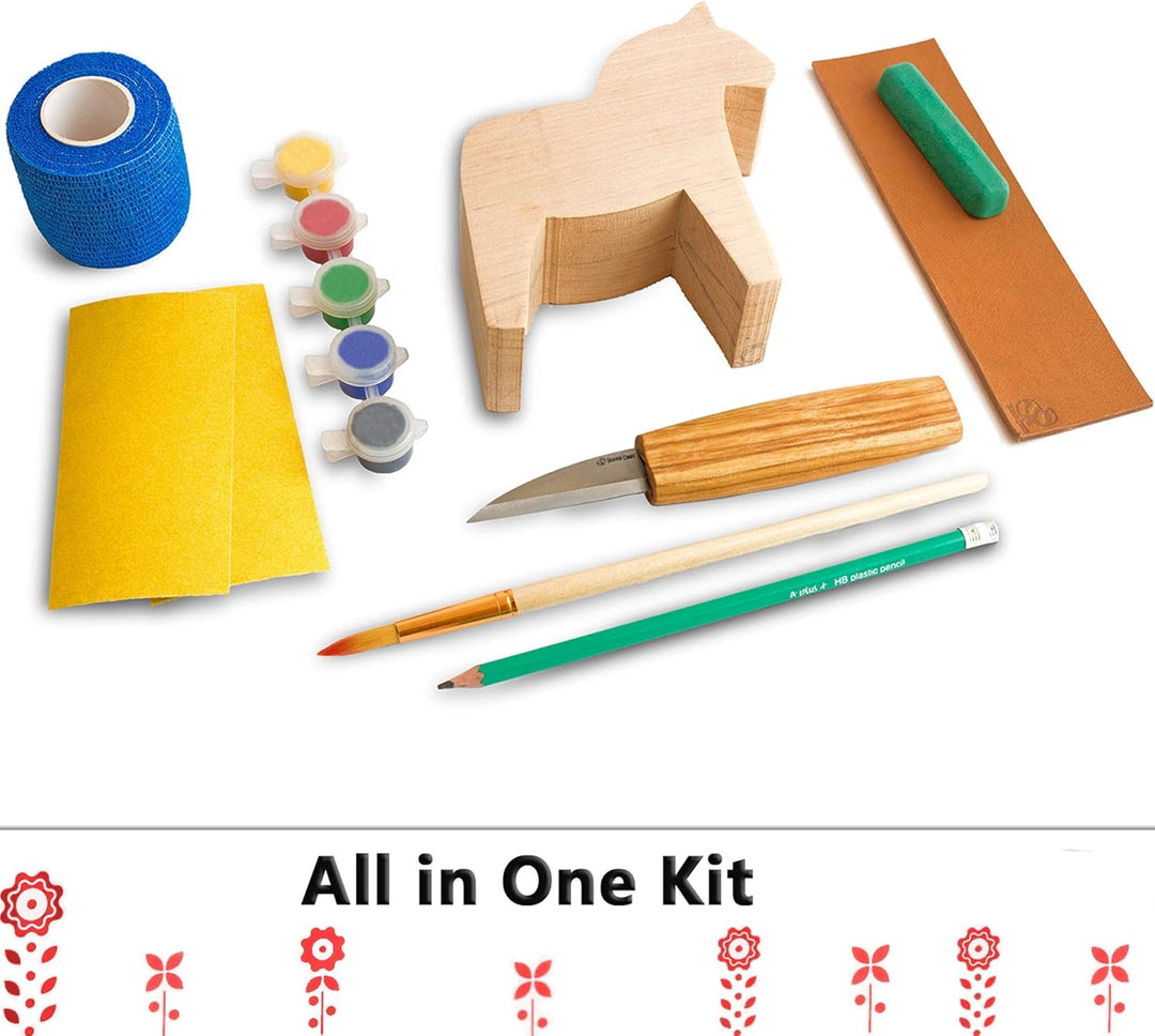 BeaverCraft Schnitz-Kit für Erwachsene und Jugendliche - Holzschnitzset DIY02 Dala Horse - Holzschni