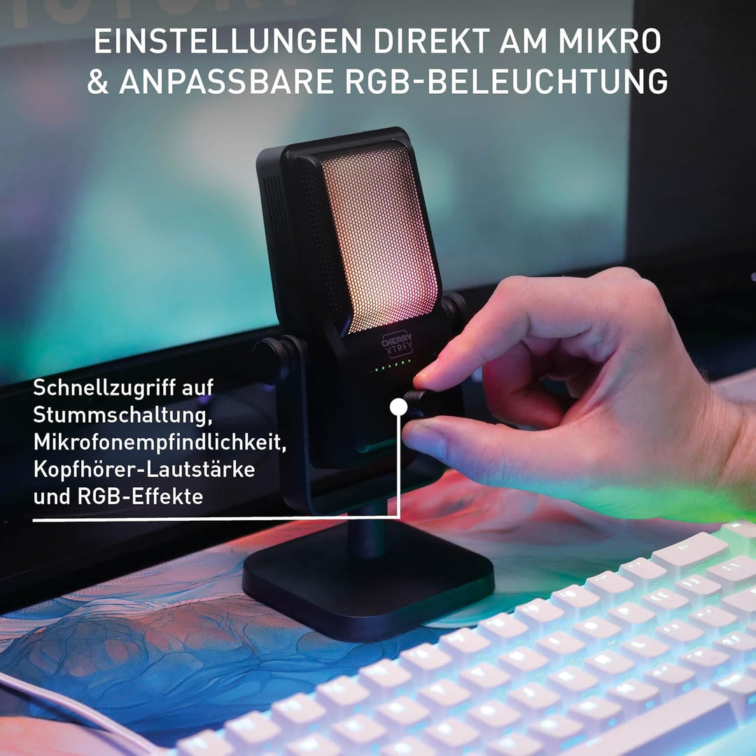 CHERRY XTRFY NGALE R, Premium-USB-Mikrofon für Aufnahmen, Gaming & Streaming, Cardioid, Plug & Play,