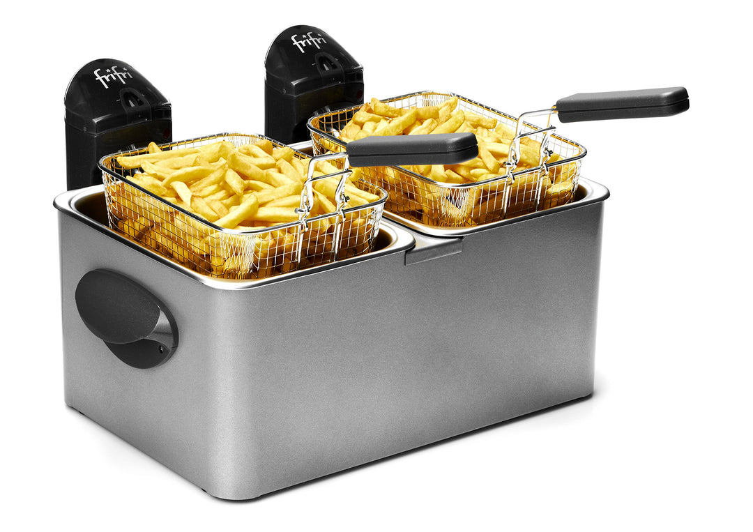 Frifri 1968 - Fritteusen (2 kg, 7l, Doppel, 6400W, 490 x 350 x 270 mm), Grau