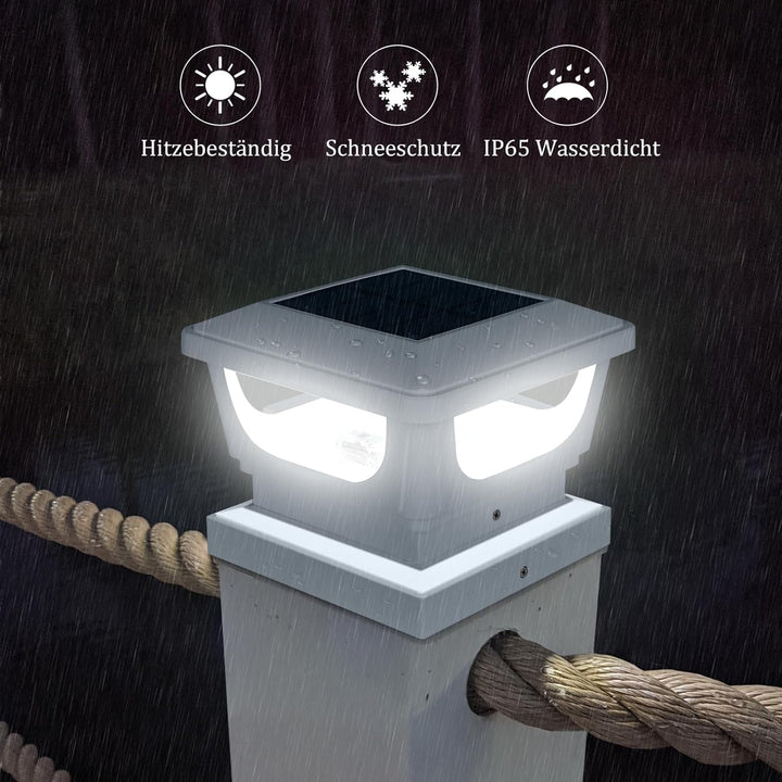 2pcs Pfostenkappe Solar 7x7 8x8 9x9 10x10, Solar Zaunpfosten Leuchte Solar Post Cap Light Solar Pfos