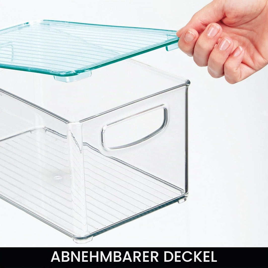 mDesign 4er-Set Kinderzimmer Organizer mit Deckel – Sortierbox mit praktischen Griffen – Kunststoffb
