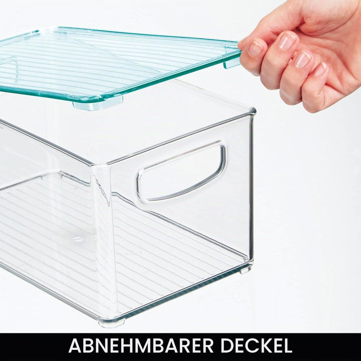 mDesign 4er-Set Kinderzimmer Organizer mit Deckel – Sortierbox mit praktischen Griffen – Kunststoffb