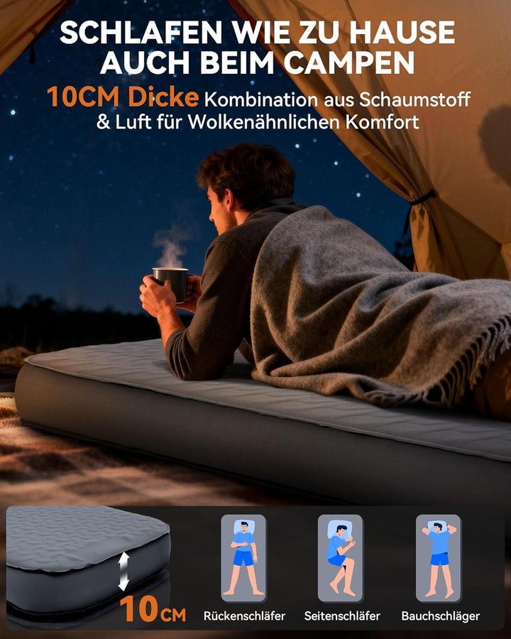 HIKENTURE Extra Dicke selbstaufblasende Isomatte, Comfort Plus Campingmatratze mit Pumpsack, aufblas
