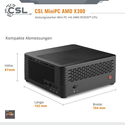 Mini PC CSL X300 Windows 11 Pro, AMD Ryzen 5 PRO 4650G 6x3700 MHz, 1000 GB M.2 SSD, 16 GB DDR4-RAM,