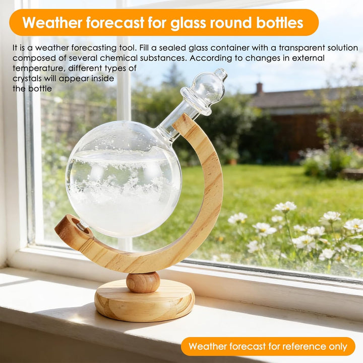 Sturmglas Wettervorhersage, Globus-Sturmglas Aus Glas Und Holz Elegante Deko Sturmglas zur Wettervor