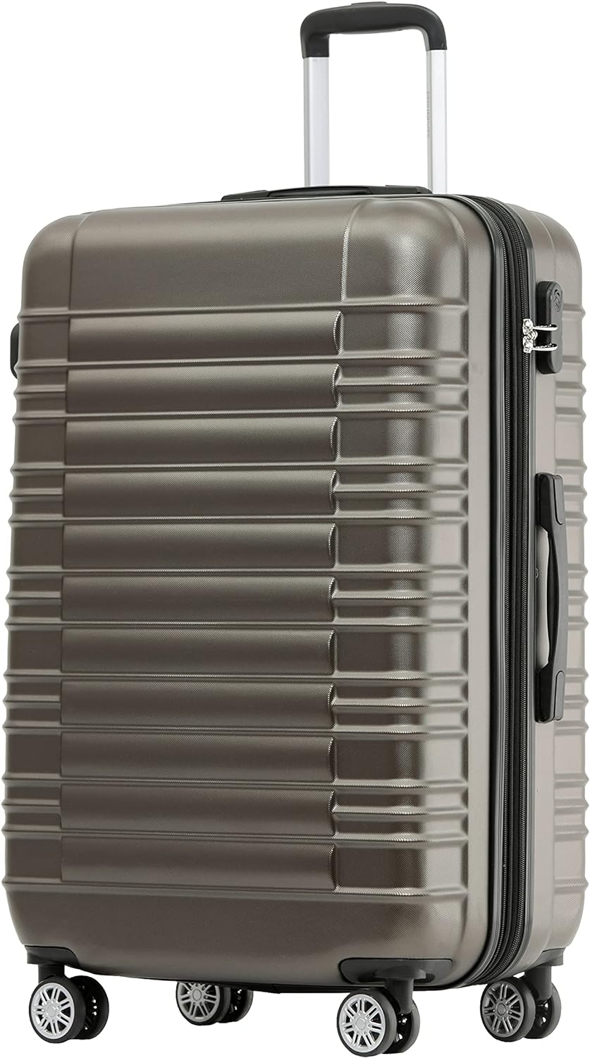 BEIBYE 2088 Zwillingsrollen Reisekoffer Koffer Trolleys Hartschale M-L-XL-Set (Coffee, M) Coffee M,