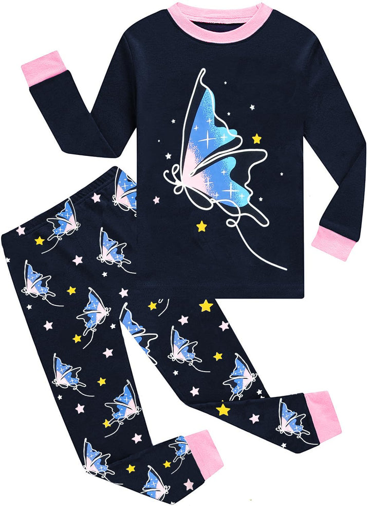 EULLA Kinder Mädchen Schlafanzüge Winter Pyjama Set Einhorn Meerjungfrau Schmetterling Marienkäfer G