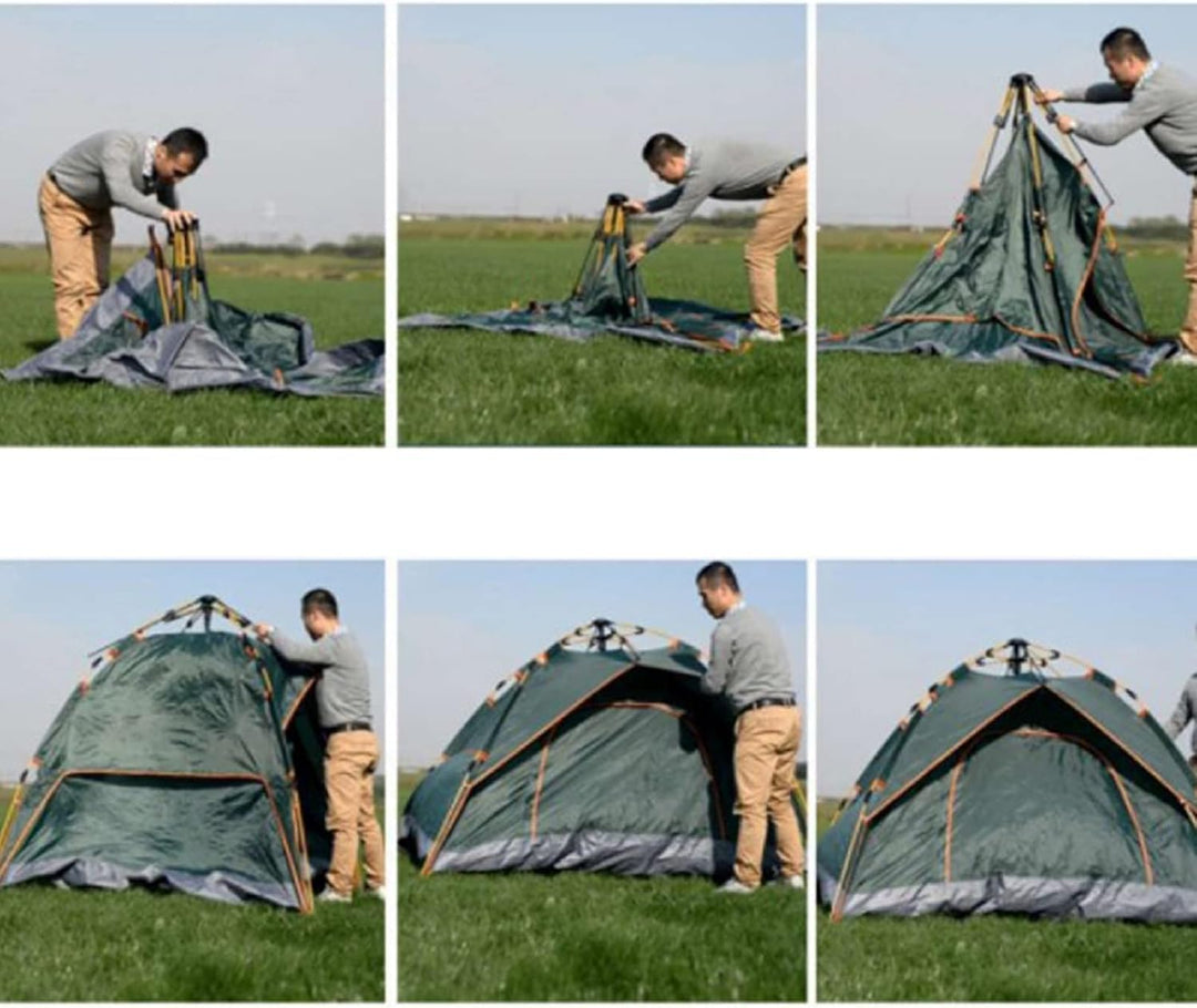 Camping Zelt 2-3 Mann Pop Up Zelte 4 Jahreszeiten Wasserdicht &amp; Winddicht Grün, Grün
