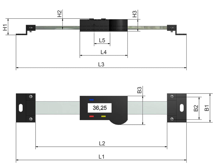 WABECO Anbaumessschieber digital 400 mm horizontal Einbaumessschieber Messschieber