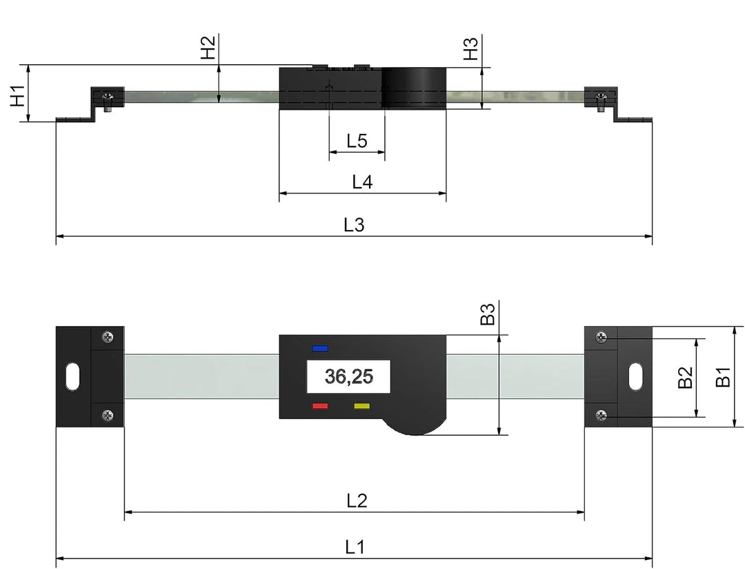 WABECO Anbaumessschieber digital 500 mm horizontal Einbaumessschieber Messschieber