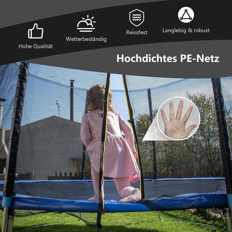 GYMAX Sicherheitsnetz für Trampolin Ø 244/305/366/427/457/487 cm, UV-beständiges & reissfestes Ersat