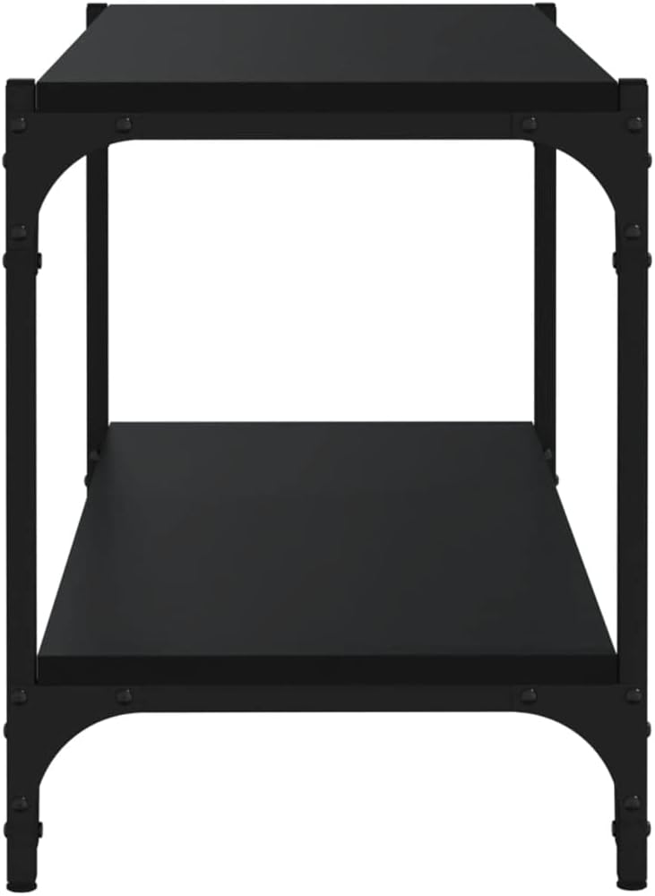 homiuse TV-Schrank Schwarz 80x33x41 cm Holzwerkstoff und Stahl TV Board Fernsehschrank Fernsehtisch
