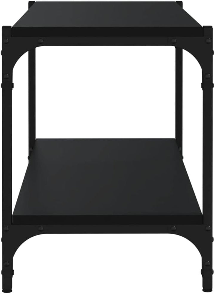 homiuse TV-Schrank Schwarz 80x33x41 cm Holzwerkstoff und Stahl TV Board Fernsehschrank Fernsehtisch