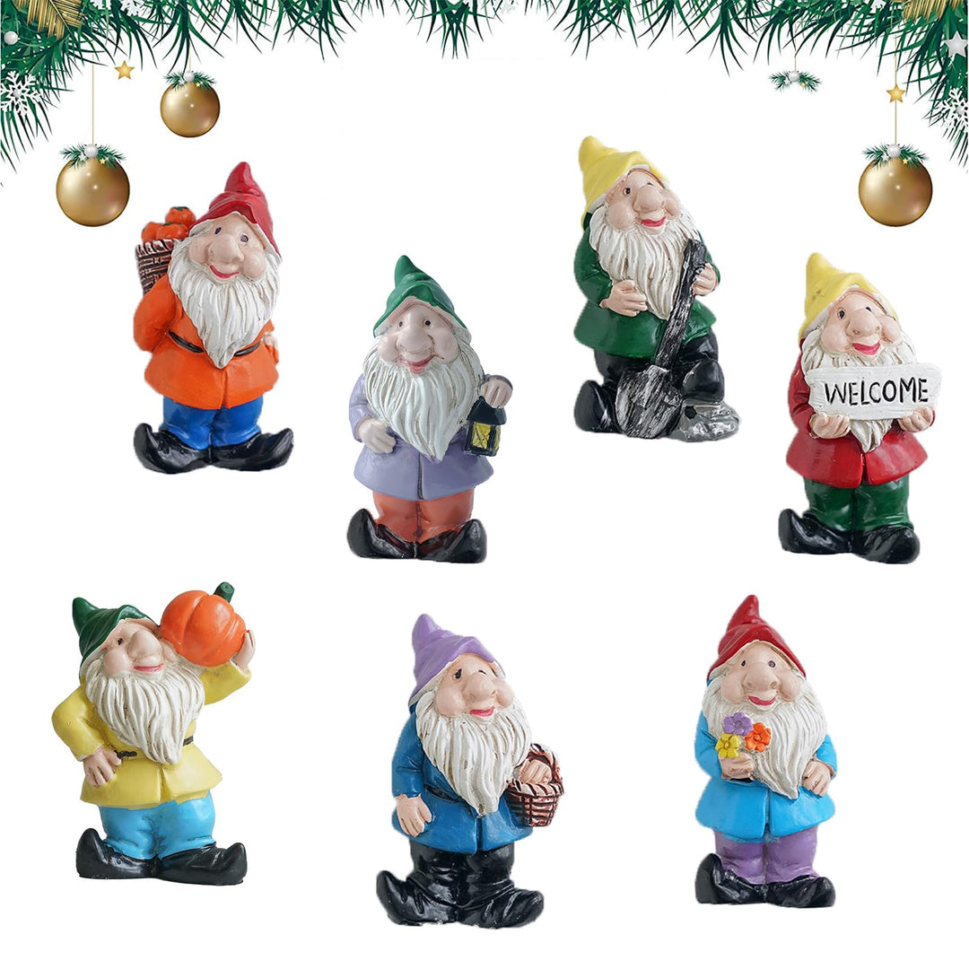 Yoaeyok 7 Stück Weihnachtswichtel Set, Wichtel Figuren Weihnachten Dekoration Harz Ornamente, Wichte