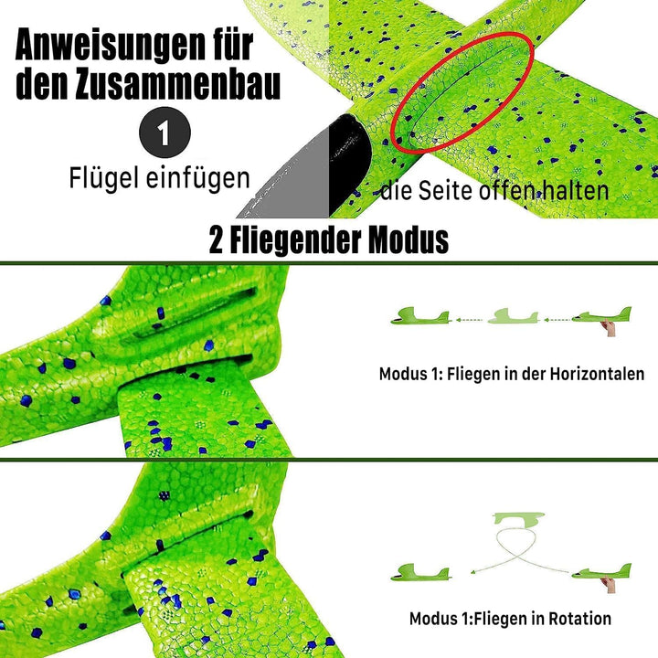 Erinnmy 4 Stück Kinder Schaum Segelflugzeug, 44cm Flugzeug Spielzeug, Segelflugzeug Schaum Flugzeug,