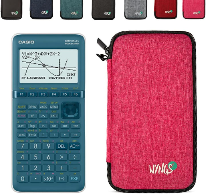 CALCUSO Sparkpaket: Casio Graph 25 E II + WYNGS Schutztasche pink + Erweiterte Garantie von CALCUSO