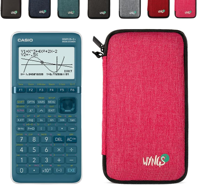 CALCUSO Sparkpaket: Casio Graph 25 E II + WYNGS Schutztasche pink + Erweiterte Garantie von CALCUSO