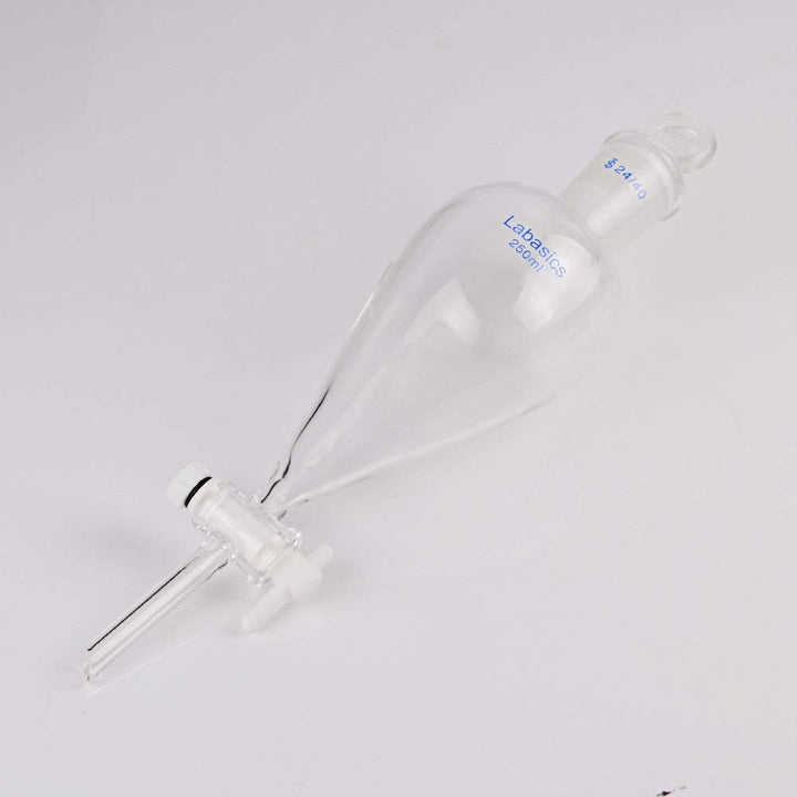 Labasics Borosilikatglas Konischer Scheidetrichter mit PTFE-Absperrhahn, Separatory Funnel 250ml 250