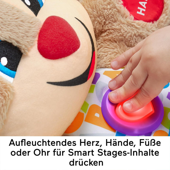Fisher-Price Lernspass-Hündchen mit drei Stufen, sprechendes Kuscheltier mit Musik als Kinderspielze