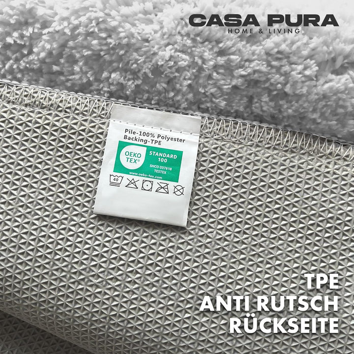 casa pura Badematte weiss weicher, Flauschiger Badezimmerteppich in Shaggy Optik, Badvorleger rutsch