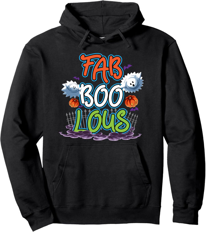 Halloween Cute Scary Fab BOO Lous ghost bats pumpkin Pullover Hoodie