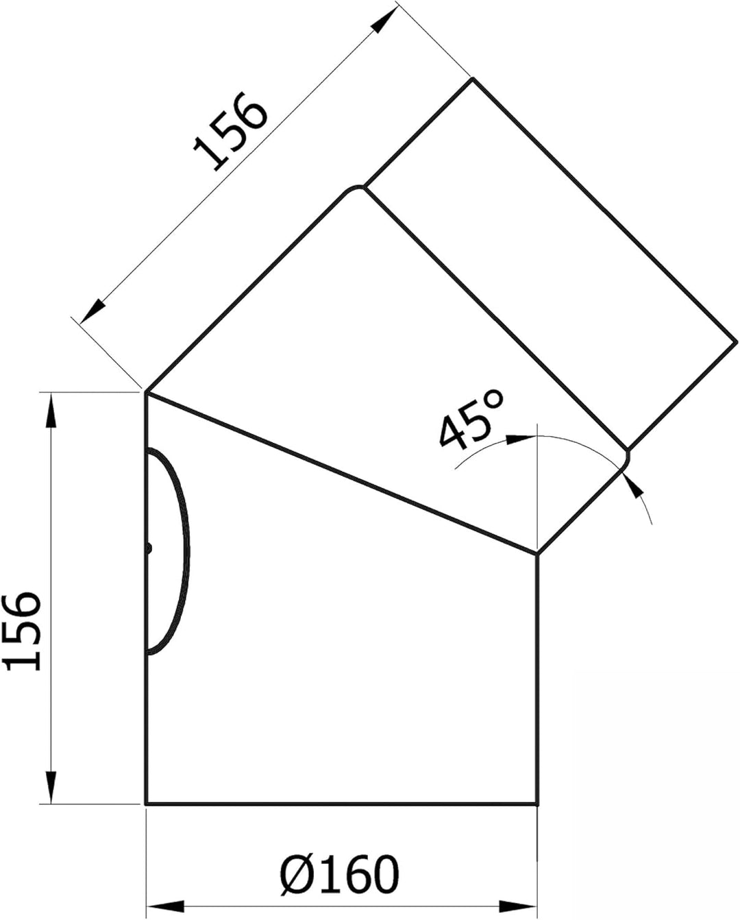 raik Rauchrohrbogen/Ofenrohrbogen 45° 2-teilig 160 mm Durchmesser mit Reinigungsöffnung Stahlblech 2