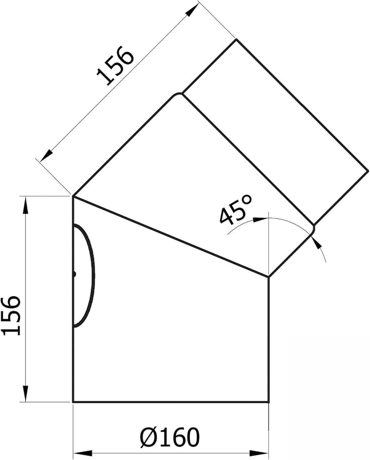 raik Rauchrohrbogen/Ofenrohrbogen 45° 2-teilig 160 mm Durchmesser mit Reinigungsöffnung Stahlblech 2