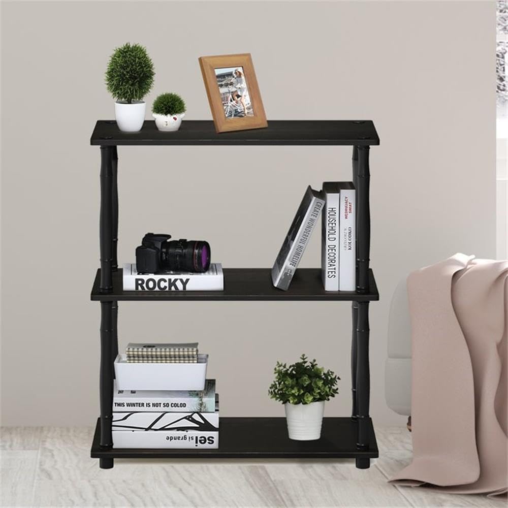 Furinno kompaktes Mehrzweck-Regal mit 3 Ebenen, holz, Espresso/Schwarz, 29.46 x 59.94 x 75.18 cm Esp