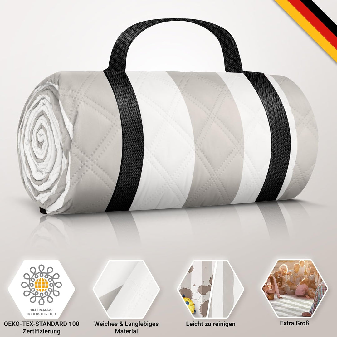 HOEL Picknickdecke 200x200 cm wasserabweisend + isoliert - Strandmatte gepolstert XXL - Picknickdeck