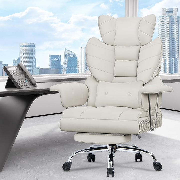 rattantree Bürostuhl mit Fussstütze, Ergonomischer Schreibtischstuhl mit Zusätzlichem Lordosenstützk