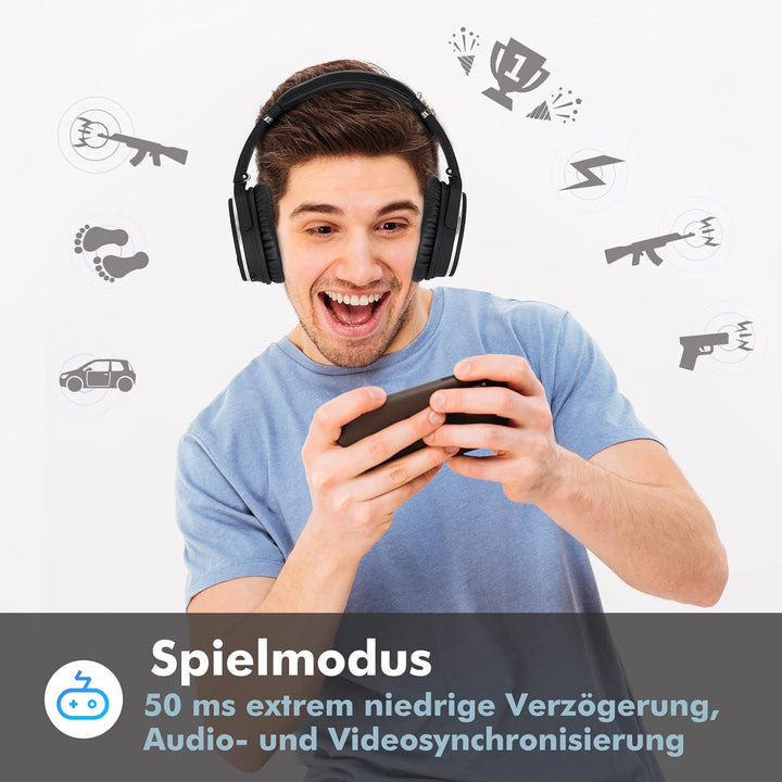 Noise Cancelling Kopfhörer Leichte,Srhythm NC25 Over Ear ANC Kopfhoerer Bluetooth Kabellos Faltbar m