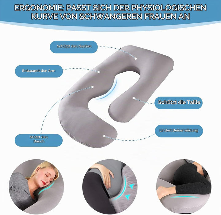 Lannvan Schwangerschaftskissen, J-förmiges Seitenschläferkissen zum Schlafen, Stillkissen XXL, 3KG B