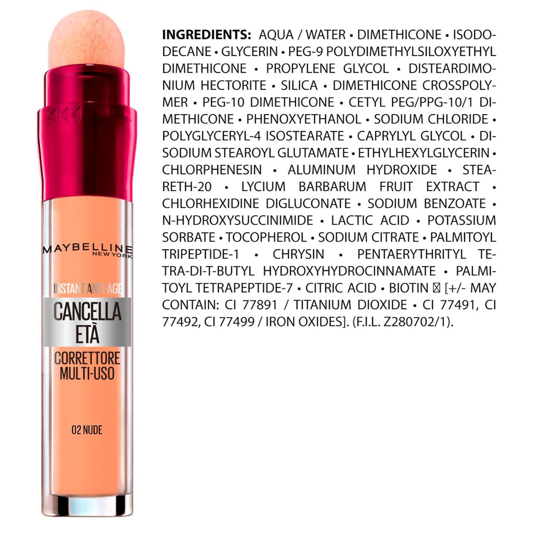 2x Maybelline New York Age-Erasing Liquid Concealer mit Gogli Berries Farben 02 Nude und 01 Light +
