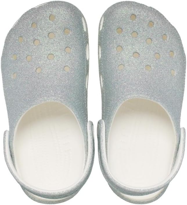 Crocs Unisex Kinder Classic Iridescent Glitter Clog K 29/30 EU Weiss, 29/30 EU Weiss