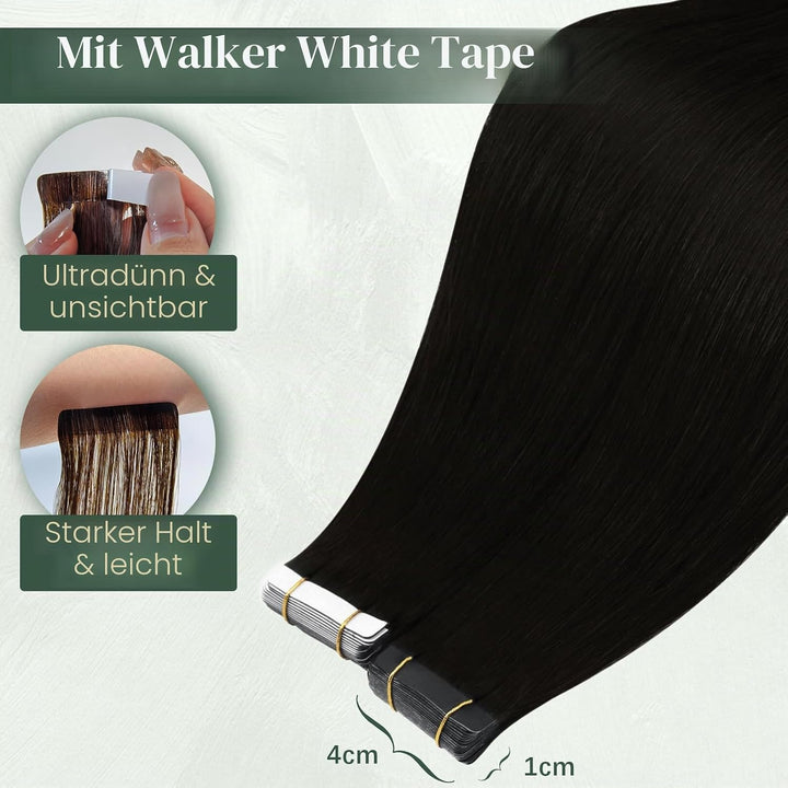 Ugeat Braun Tape Extensions Echthaar 30cm Tape Haarverlängerung Echthaar Invisible Seamless Tape Ext