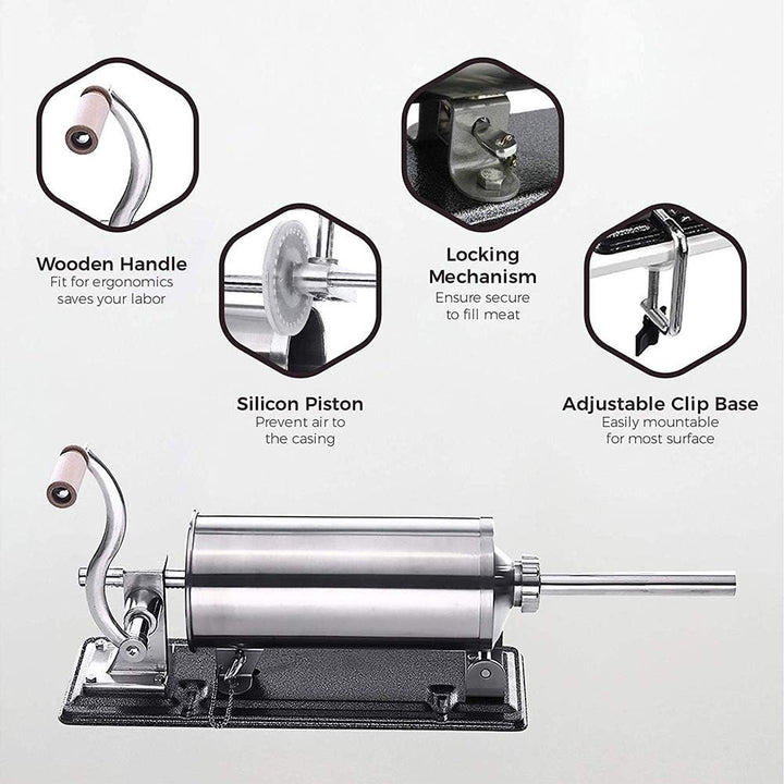 MASTER FENG Wurstfüller, Horizontale Küche Aluminium Wurstfüllmaschine mit Saugfuss Verpackt 8 Gröss