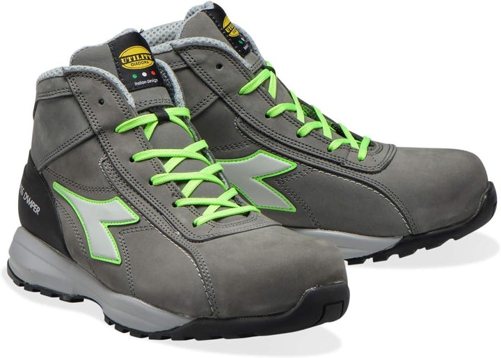 Arbeitsschuh GLOVE MDS MID S3 HRO SRC, COAL/GREEN FLUO, Gr. 44